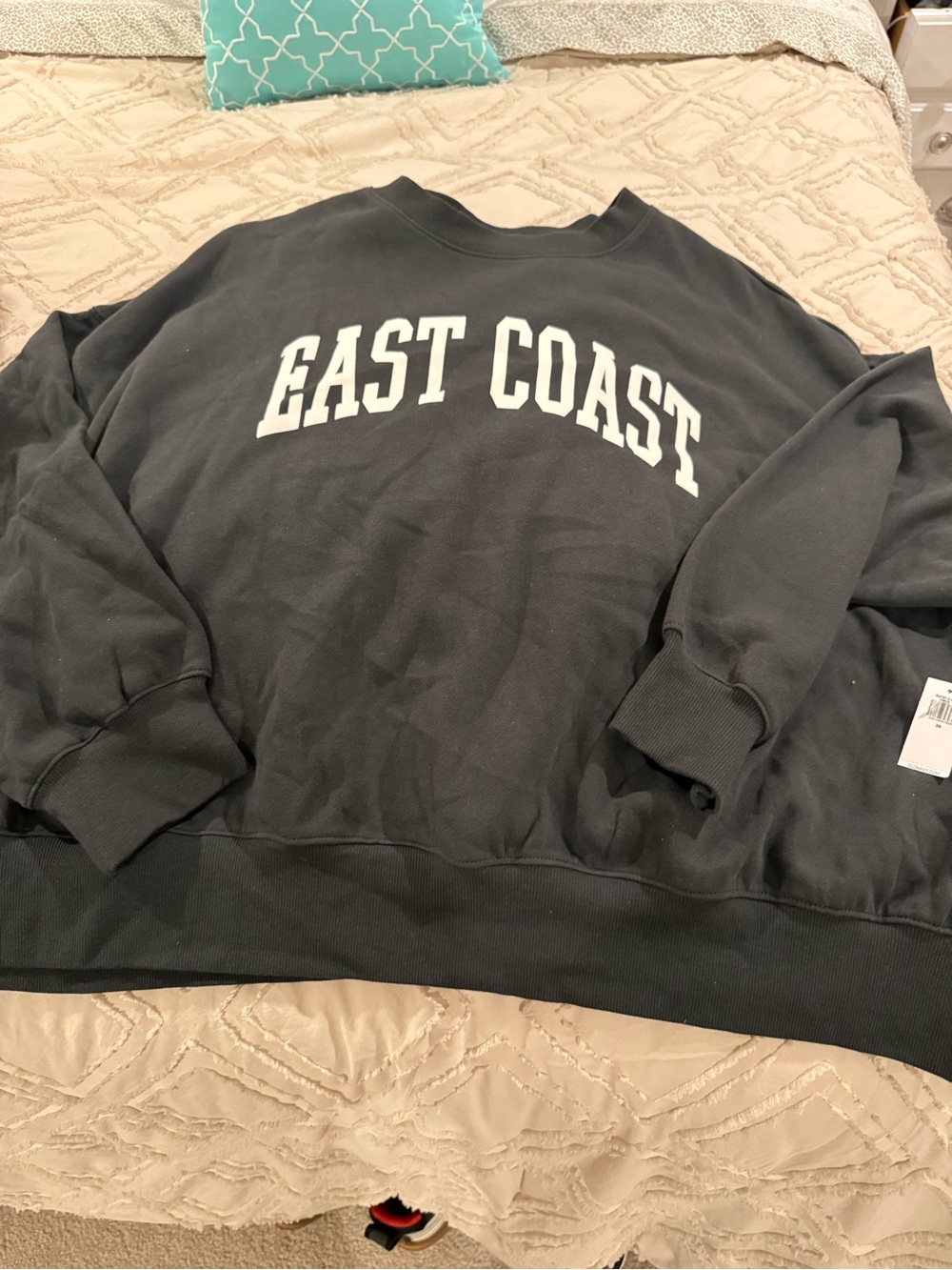 Old Navy Black Crewneck Sweatshirt with White "EAST COAST" Graphic